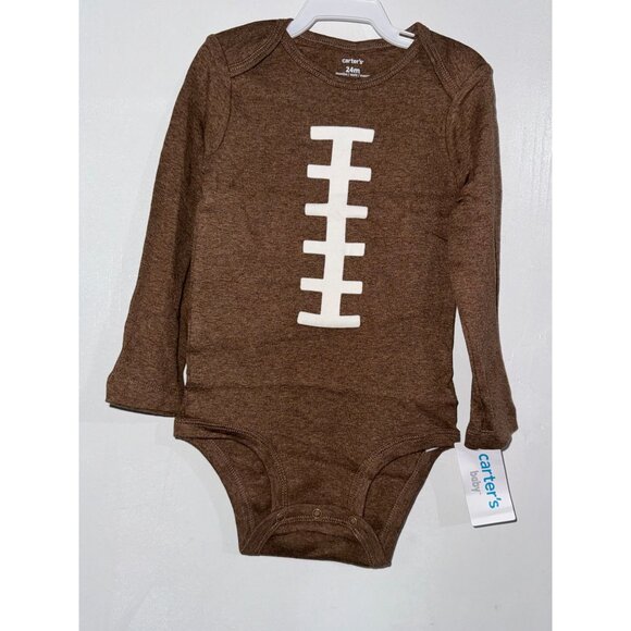 Carters Baby Long Sleeve Football-Themed Bodysuit 100% Cotton 12M Brown - Picture 1 of 5